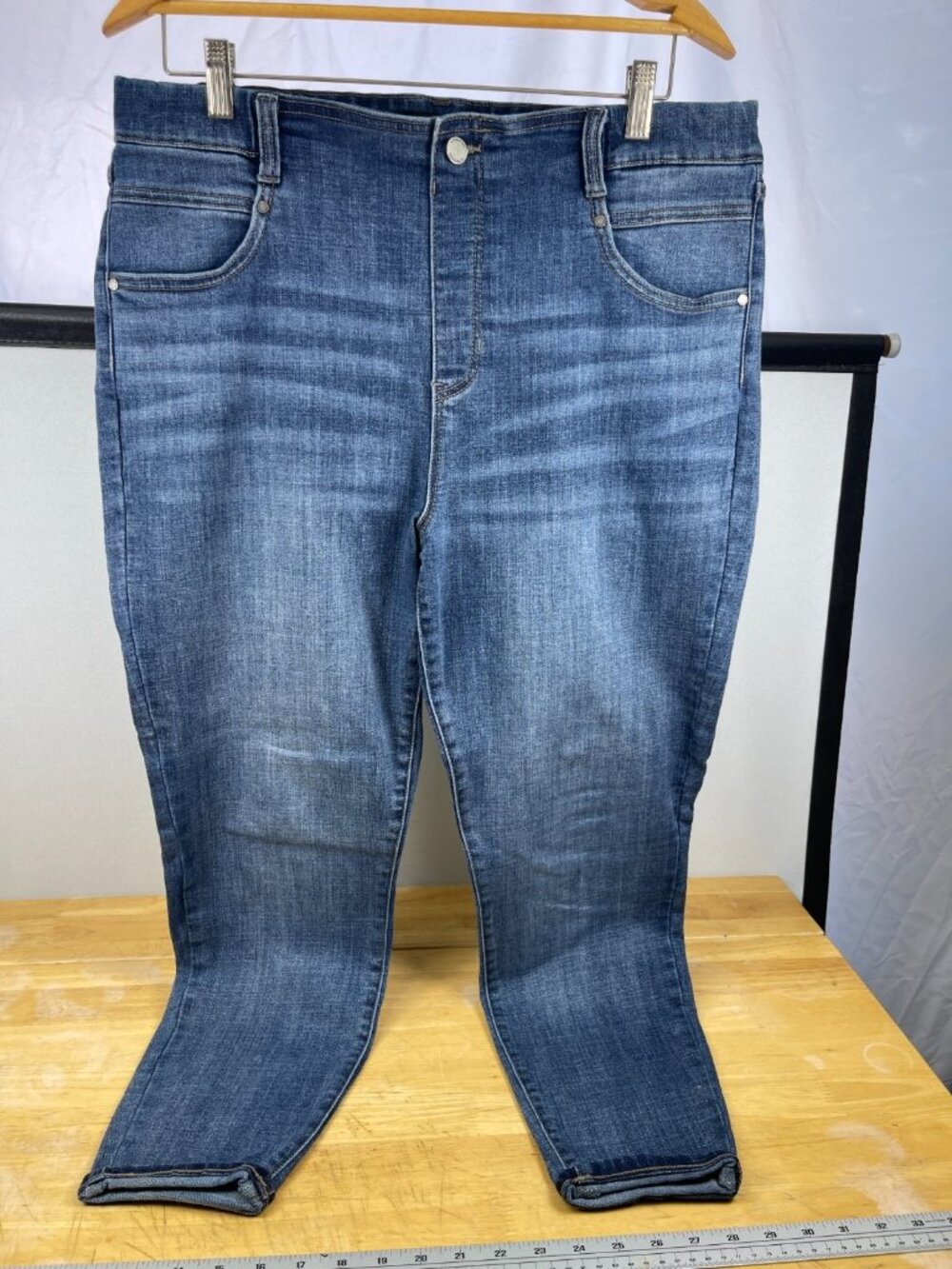Liverpool Los Angeles Skinny Crop Jeans Womens 16/33 Blue Stretch Denim